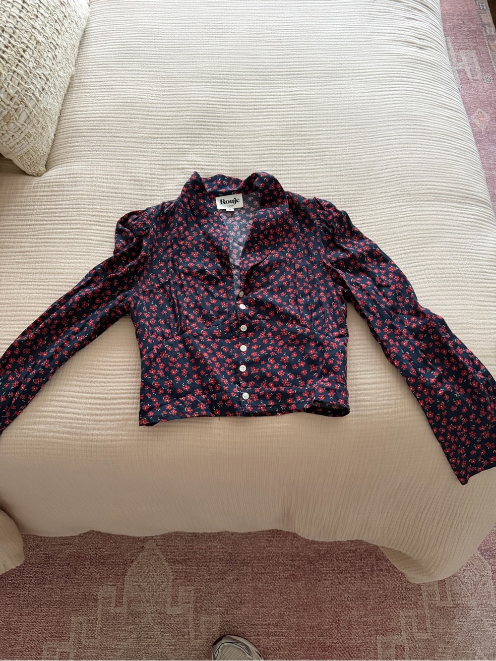 Rouje Navy Floral Button-Front Girls' Blouse